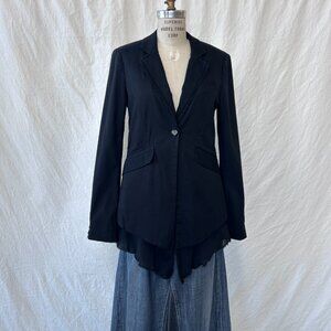 All Saints - Black Cotton Blazer w/ Gauze underlay